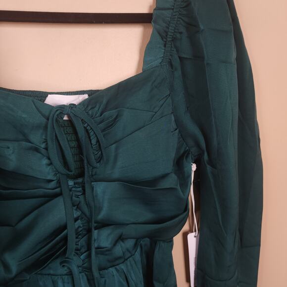 Six Fifty The Ruby Satin Blouse in Emerald Green Size L - Picture 3 of 11